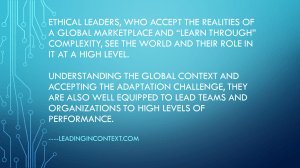 Ethical Leadership: Complexity, Context and Adaptation – Leading in Context